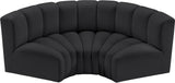 Arc Black Vegan Leather Modular Sofa 101Black-S3C Meridian Furniture