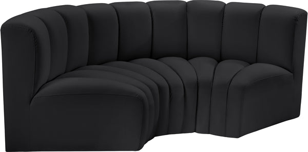 Arc Black Vegan Leather Modular Sofa 101Black-S3C Meridian Furniture