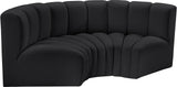 Arc Black Vegan Leather Modular Sofa 101Black-S3C Meridian Furniture