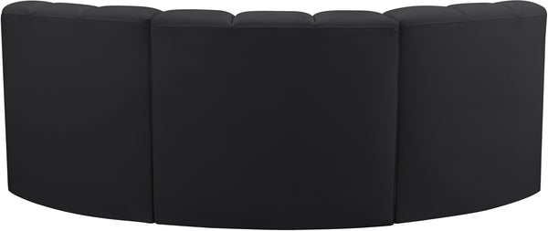 Arc Black Vegan Leather Modular Sofa 101Black-S3C Meridian Furniture