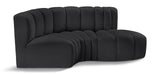 Arc Black Vegan Leather Modular Sofa 101Black-S3D Meridian Furniture