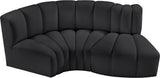 Arc Black Vegan Leather Modular Sofa 101Black-S3D Meridian Furniture