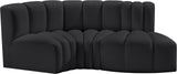 Arc Black Vegan Leather Modular Sofa 101Black-S3D Meridian Furniture