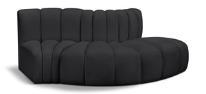 Arc Black Vegan Leather Modular Sofa 101Black-S3E Meridian Furniture