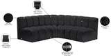 Arc Black Vegan Leather Modular Sofa 101Black-S4B Meridian Furniture