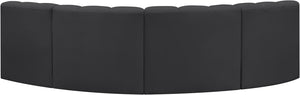 Arc Black Vegan Leather Modular Sofa 101Black-S4B Meridian Furniture
