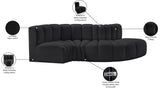 Arc Black Vegan Leather Modular Sofa 101Black-S4D Meridian Furniture