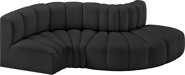 Arc Black Vegan Leather Modular Sofa 101Black-S4D Meridian Furniture
