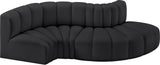 Arc Black Vegan Leather Modular Sofa 101Black-S4D Meridian Furniture