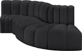 Arc Black Vegan Leather Modular Sofa 101Black-S4D Meridian Furniture