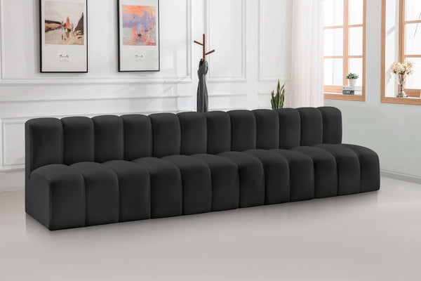 Arc Black Vegan Leather Modular Sofa 101Black-S4E Meridian Furniture