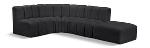 Arc Black Vegan Leather Modular Sofa 101Black-S5C Meridian Furniture