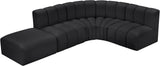 Arc Black Vegan Leather Modular Sofa 101Black-S5C Meridian Furniture