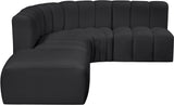 Arc Black Vegan Leather Modular Sofa 101Black-S5C Meridian Furniture