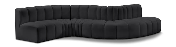 Arc Black Vegan Leather Modular Sofa 101Black-S6A Meridian Furniture