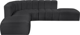 Arc Black Vegan Leather Modular Sofa 101Black-S6C Meridian Furniture