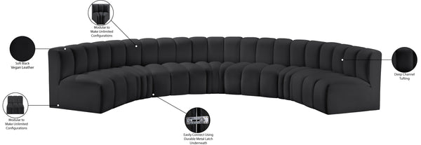 Arc Black Vegan Leather Modular Sofa 101Black-S7B Meridian Furniture