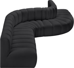 Arc Black Vegan Leather Modular Sofa 101Black-S7C Meridian Furniture