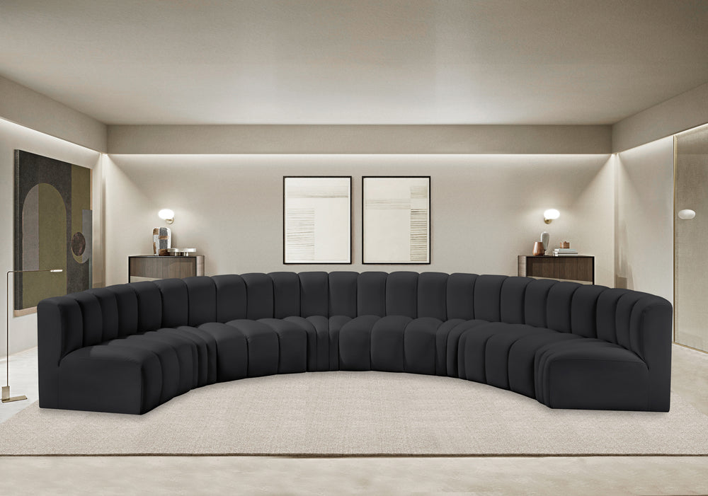 Arc Black Vegan Leather Modular Sofa 101Black-S8B Meridian Furniture