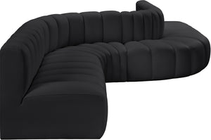 Arc Black Vegan Leather Modular Sofa 101Black-S8C Meridian Furniture