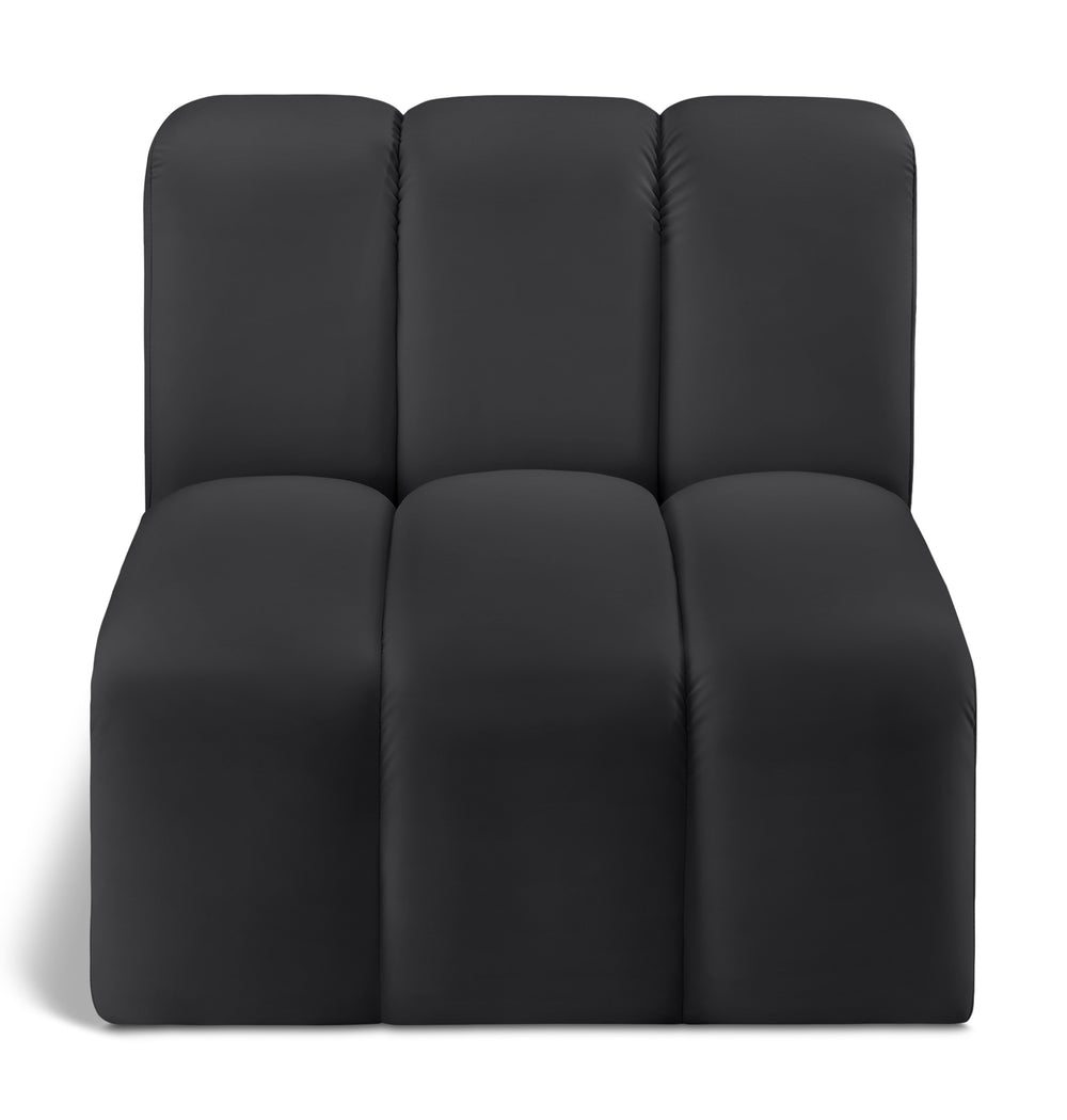 Arc Black Vegan Leather Straight Chair 101Black-ST Meridian Furniture