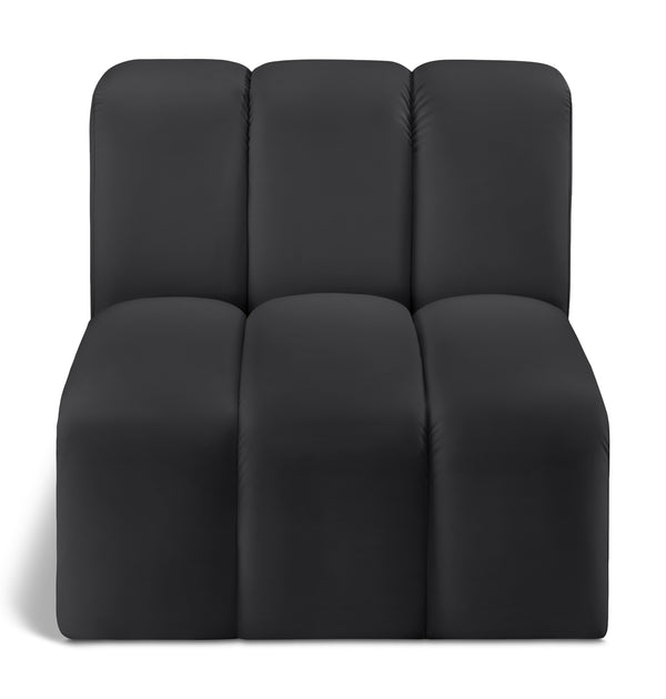 Arc Black Vegan Leather Straight Chair 101Black-ST Meridian Furniture