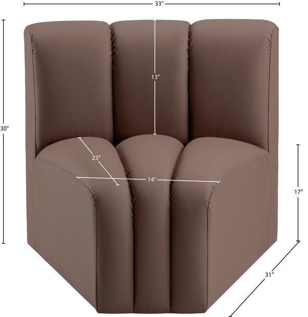 Arc Brown Vegan Leather Curved Corner 101Brown-CC Meridian Furniture