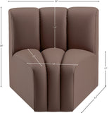 Arc Brown Vegan Leather Curved Corner 101Brown-CC Meridian Furniture