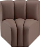 Arc Brown Vegan Leather Curved Corner 101Brown-CC Meridian Furniture