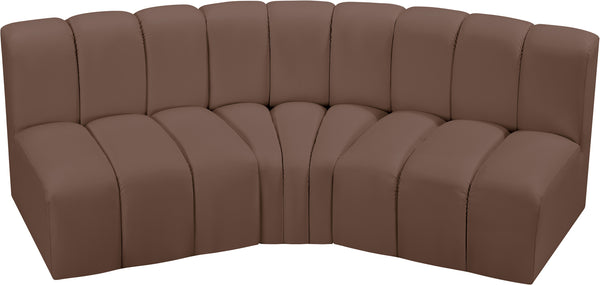 Arc Brown Vegan Leather Modular Sofa 101Brown-S3B Meridian Furniture