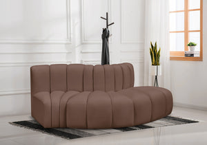 Arc Brown Vegan Leather Modular Sofa 101Brown-S3E Meridian Furniture