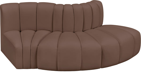 Arc Brown Vegan Leather Modular Sofa 101Brown-S3E Meridian Furniture