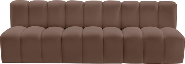 Arc Brown Vegan Leather Modular Sofa 101Brown-S3F Meridian Furniture