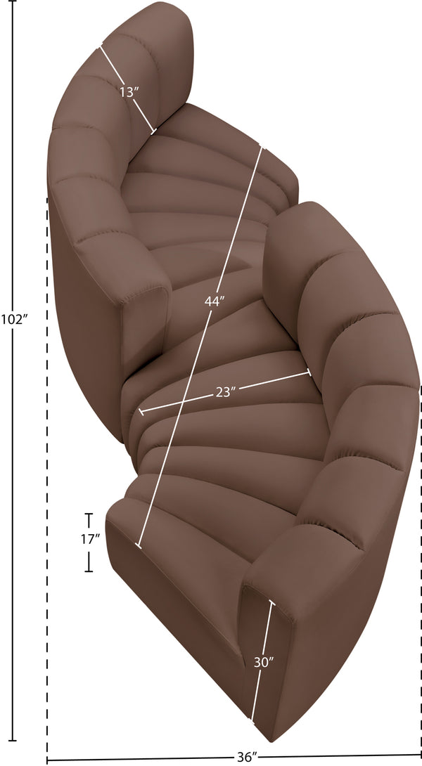 Arc Brown Vegan Leather Modular Sofa 101Brown-S4F Meridian Furniture