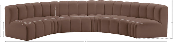Arc Brown Vegan Leather Modular Sofa 101Brown-S6B Meridian Furniture
