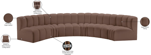 Arc Brown Vegan Leather Modular Sofa 101Brown-S6B Meridian Furniture