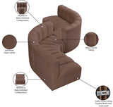 Arc Brown Vegan Leather Modular Sofa 101Brown-S6D Meridian Furniture