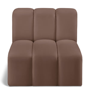 Arc Brown Vegan Leather Straight Chair 101Brown-ST Meridian Furniture