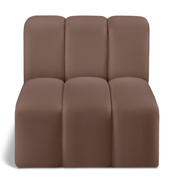 Arc Brown Vegan Leather Straight Chair 101Brown-ST Meridian Furniture
