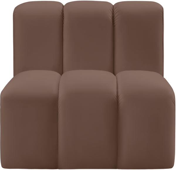 Arc Brown Vegan Leather Straight Chair 101Brown-ST Meridian Furniture