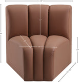 Arc Cognac Vegan Leather Curved Corner 101Cognac-CC Meridian Furniture