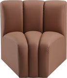 Arc Cognac Vegan Leather Curved Corner 101Cognac-CC Meridian Furniture