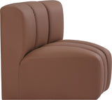 Arc Cognac Vegan Leather Curved Corner 101Cognac-CC Meridian Furniture