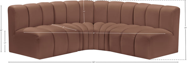 Arc Cognac Vegan Leather Modular Sofa 101Cognac-S4B Meridian Furniture