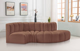 Arc Cognac Vegan Leather Modular Sofa 101Cognac-S4D Meridian Furniture