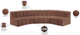 Arc Cognac Vegan Leather Modular Sofa 101Cognac-S5A Meridian Furniture