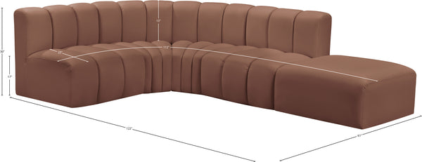 Arc Cognac Vegan Leather Modular Sofa 101Cognac-S5C Meridian Furniture