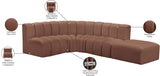 Arc Cognac Vegan Leather Modular Sofa 101Cognac-S5C Meridian Furniture