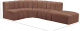 Arc Cognac Vegan Leather Modular Sofa 101Cognac-S5C Meridian Furniture