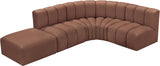 Arc Cognac Vegan Leather Modular Sofa 101Cognac-S5C Meridian Furniture